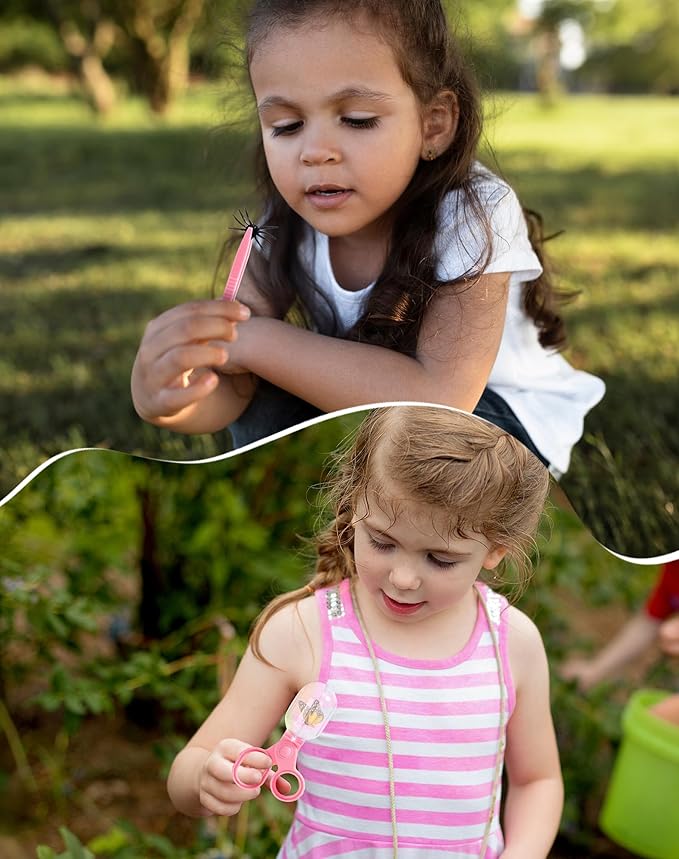 ROBUD Kids Explorer Kit, Bug Catcher Kit with Bag Kit, Pink Outdoor Exploration Set for Camping, Montessroi Toy for Kids Coming Closer to Nature，WRP28
