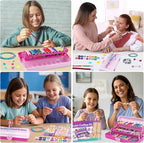 Friendship Bracelet Making Kit with Storage Box,DIY String Bracelet Arts and Craft for Girls Aged 8-12,Kids' Travel Activity Toy Set,Easter Birthday Gifts for Ages 6 7 8 9 10 11 12 Year Old Rose