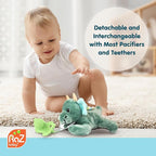 RaZbaby Bunny RaZbuddy w/RaZberry Teething Relief Pacifier – Soothes Sore Gums w/Nature-Inspired Texture, 100% BPA-Free Silicone Teether, Detachable Stuffed Animal – 3 Months+ Teether, Coconut