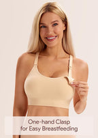 Angelhood Nursing Bras for Breastfeeding, Ribbed Nursing Sports Bra Yoga Maternity Bras Pregnancy Sleep Bralette