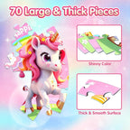 ZIZZ Unicorn Toy for Girls Kids - Best 70 Pieces Unicorn Floor Puzzle for Kids Age 3 4 5 6 7 8 Years Old Girls Learning & Educational Games Toys Toddlers Gifts for Birthday Christmas Party Activity
