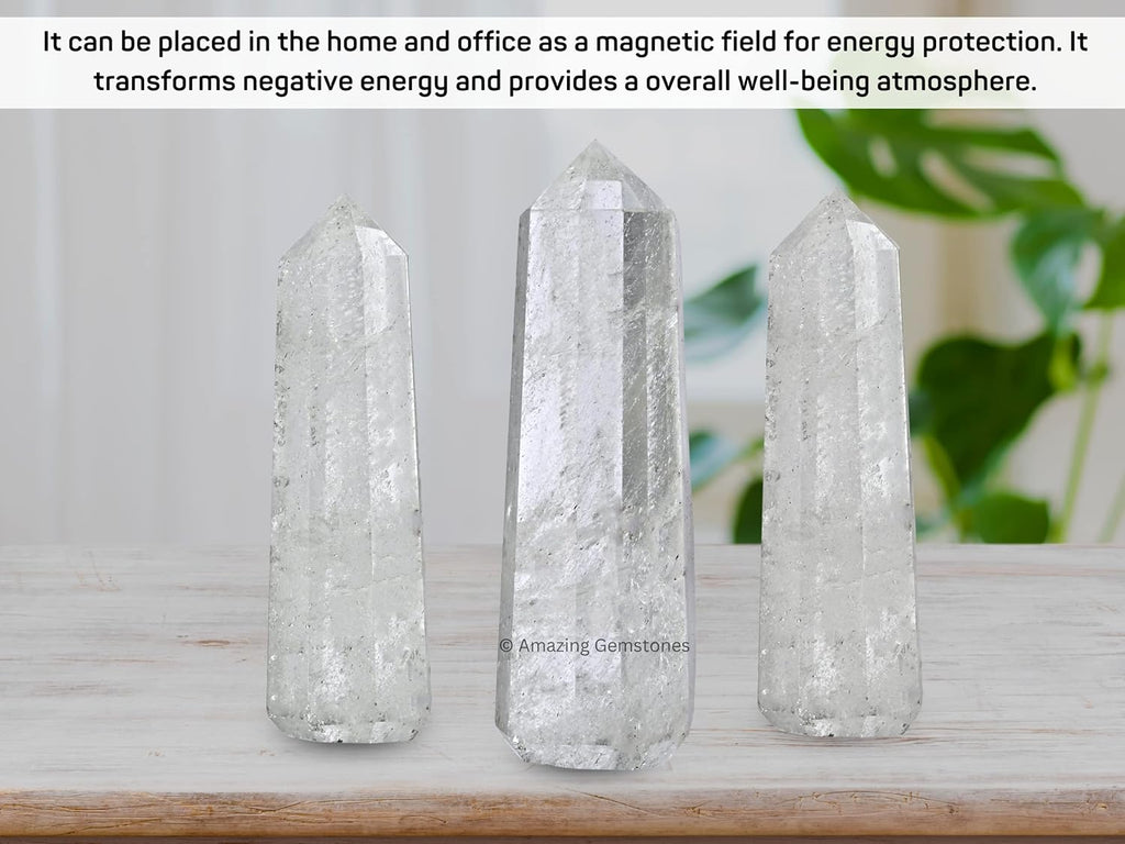 Amazing Gemstone Clear Quartz Crystal Towers - Natural Healing Crystal Point Obelisk for Reiki Healing and Crystal Grid (3 Inch)