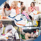 8Pcs Baby Wipes Dispenser, Reusable Baby Wipe Holder Box and Portable Wet Wipes Pouch, Refillable Wipes Pouch Case Container with Lid for Bathroom Baby Nursery Kitchen Office Travel (Blue+Orange)