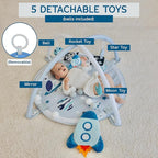 6-in-1 XL Play Mat & Play Gym, Baby Gym, Baby Activity Gym, Sensory Exploration and Motor Skill Development Toys (Space Gray)