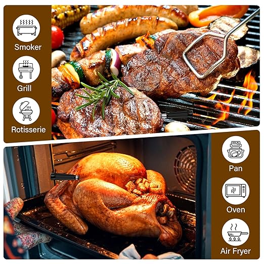 Smart Accurate Wireless Meat Thermometer - 2 Probes for BBQ, Smoking, Grilling, Cooking with Real-Time Alerts, Long Range Bluetooth, Dishwasher Clean, Waterproof for Indoor Outdoor Kitchen Use