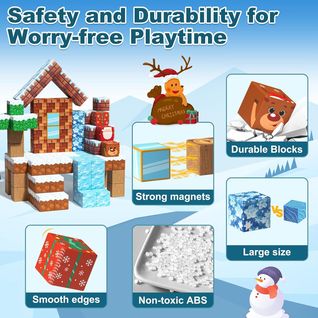 Magnetic Blocks Kids Toys for Boys and Girls 3-5 5-7 Year Old, STEM Magnet Building Cubes for Toddler, Sensory Montessori Educational Toy for Children Development and Creativity