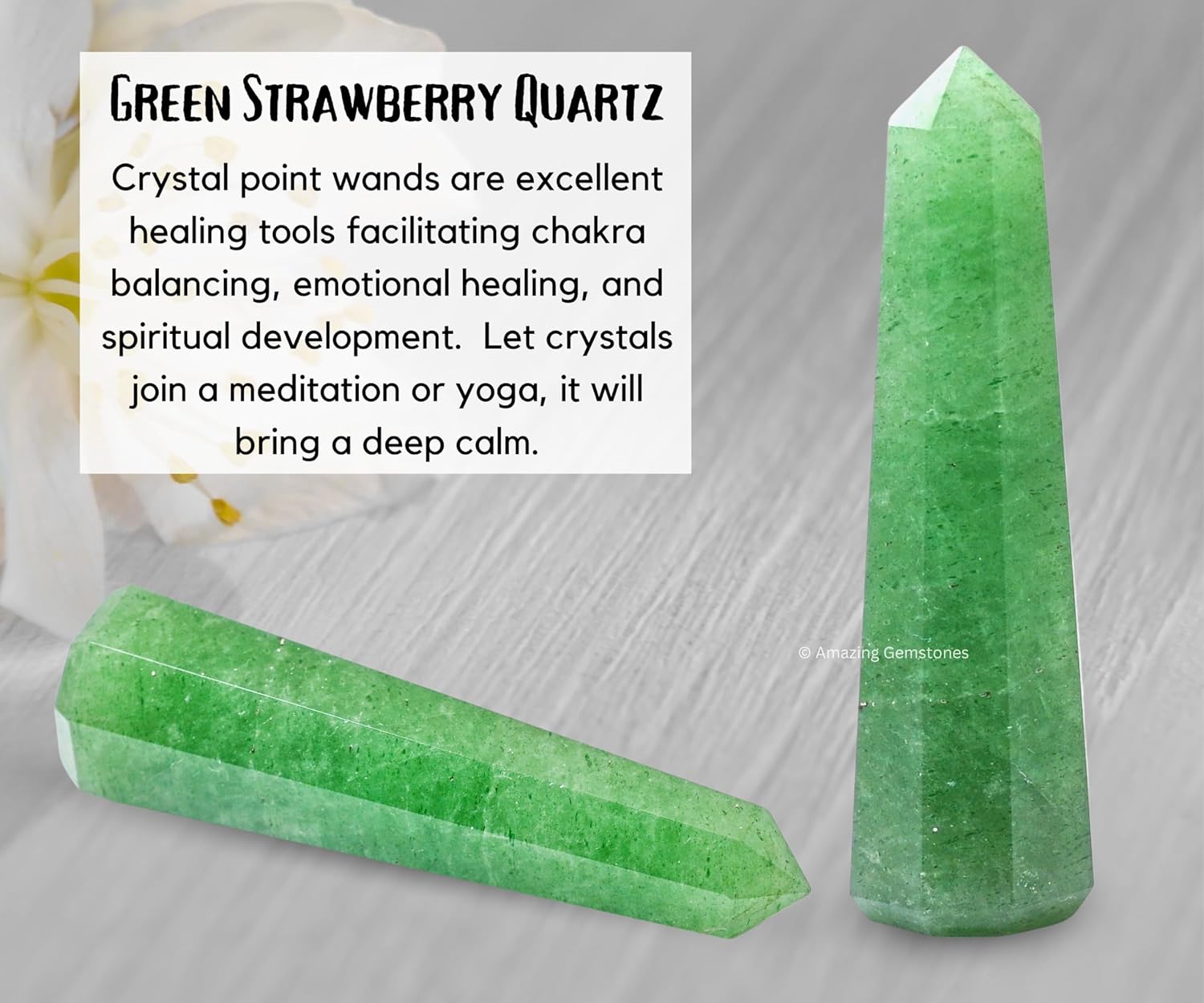 Amazing Gemstone Green Strawberry Quartz Crystal Towers - Natural Healing Crystal Point Obelisk for Reiki Healing and Crystal Grid (3 Inch)