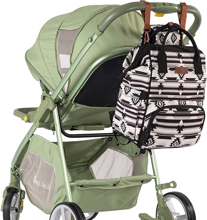 Wrangler Aztec Backpack Organized Daypack Travel Baby Bag with Stroller Strap and Side Bottle Pockets