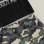 wdehow Toddler Kids Baby Boy Summer Clothes Sets 1T 2T 3T 4T 5T Letter Print Short Sleeve Tops Camouflage Shorts Outfits