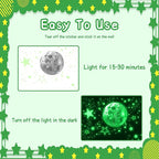 965 PCS Glow in The Dark Stars and Moon for Ceiling, Luminous Stars and Planet Wall Decals, Kids Room Decor, Glowing Galaxy Wall Stickers for Nursery Decorations (Green)