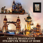 FUNWHOLE Steampunk Observatory Tower Lighting Building-Bricks Set - Astronomy Tower 2744 Pcs Collection Display Set for Adults and Steampunk Lovers