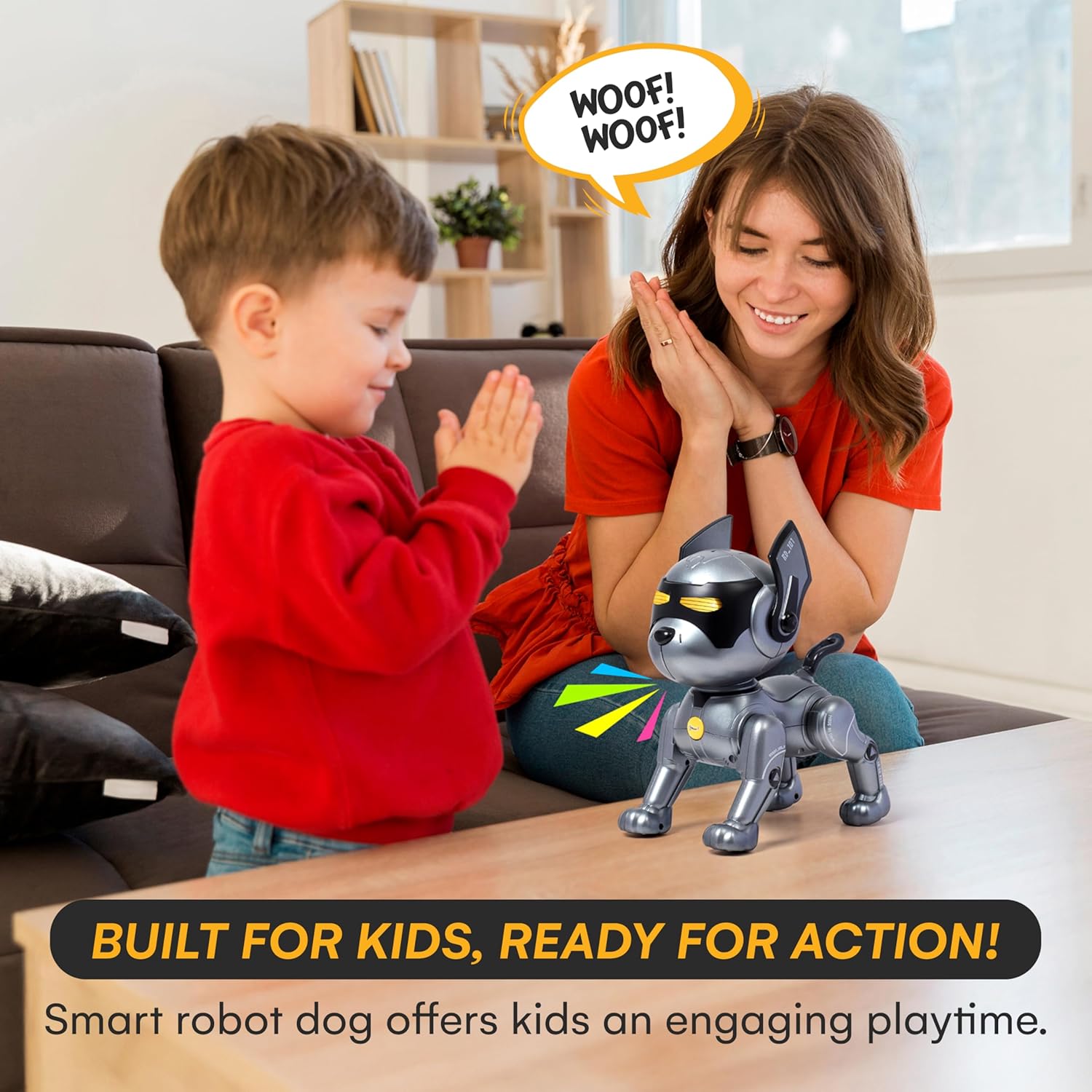 Top Race Robot Dog Toy - Interactive Fun and Educational STEM Remote Control Robot Toy for Kids - Dances, Sits, Stands, Barks, Walks - Rechargeable - Plastic Pet Robot - Dark Grey