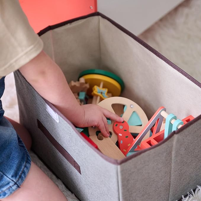 Teamson Kids Wooden Train Table – Carnival-Themed Amusement Park Playset with Ferris Wheel, Carousel & Train Track – Interactive Toy for Toddlers with Storage – Ages 3+