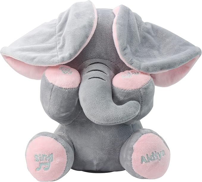 Aidiya Elephant Stuffed Animals Baby Gifts Peluches Ear Interactive Elephant Talking Singing Plush Toys for Girls Boys Gift Adjustable Volume 11.8" Set (Pink)