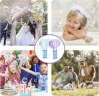 Automatic Bubble Guns with Light, Zealous 2pc High Output Bubble Machines with Bubble Solution & Bubble Concentrate,Handheld Battery Operated Bubble Maker Toys for 3000+ (Bubble-White)