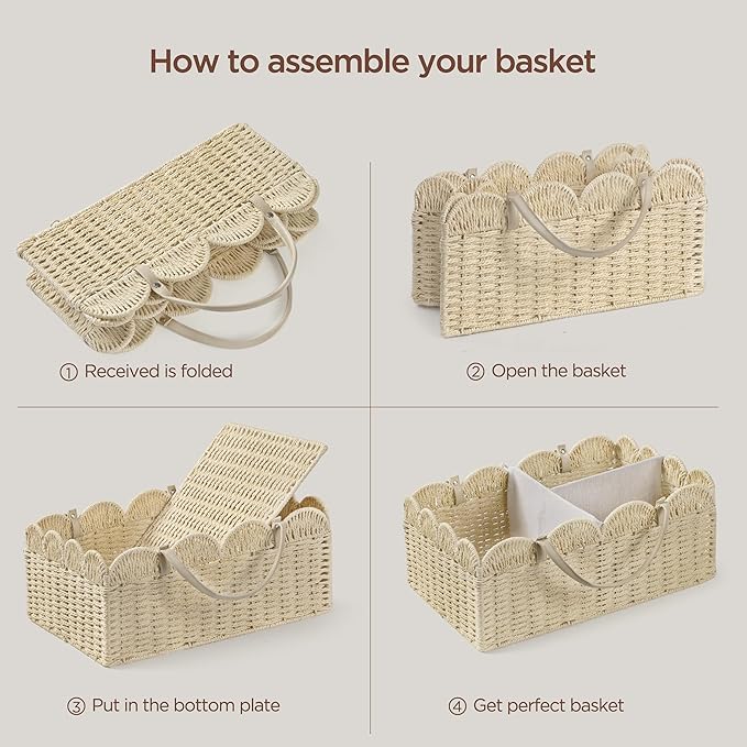 HBlife Large Baby Diaper Caddy, Paper Rope Storage Baskets Nursery Bin with Removable Divider, Portable Car Organizer for Diapers, Baby Shower Gifts, Newborn Essentials Must Haves