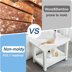 Heavy Duty Shower Bench for Inside Shower, White Poly Bathroom Stool for Shaving Legs or Spa Bath Seat, Waterproof Plastic Bathroom Chair Seat with Adjustable Feet, Non-Slip