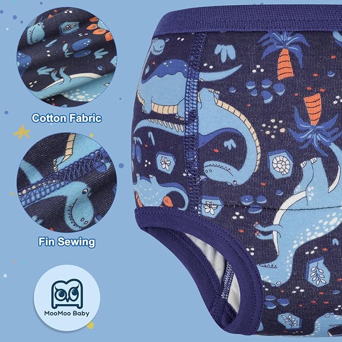 MooMoo Baby Absorbent Potty Training Pants 8 Packs Cotton Training Underwear for Boys 5T
