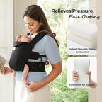 Momcozy Newborn Carrier WeeSnug- Lightweight and Cozy Comfort for 7-25 lbs, Ergonomic Cross-Back Support, Effortless to Put On, Hands-Free Baby Carrier with Lumbar Support, Black