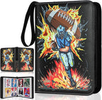 Football Card Binder, 4 Pocket Trading Card Binder with 50 Removable Sleeves Fits 400 Cards, Sports Card Collection Binder Album for Cards Book Organizer Boys Girls Toys Gift (Blast 4 Pocket)