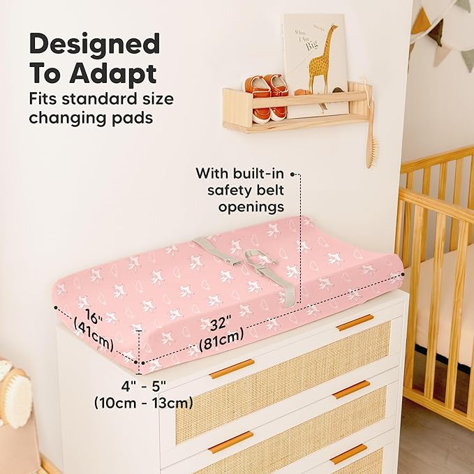 2-Pack Organic Changing Pad Covers for Girl, Boy, Neutral - 100% Cotton Changing Table Pad Cover, Soft Baby Nursery Diaper Changing Pad Sheets,Contour Changing Pads Liners,Change Pad Cover (Dreamland)