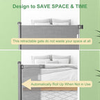 Retractable Baby Gate, Extra Wide Safety Kids or Pets Gate, 33” Tall, Extends to 55” Wide, Mesh Safety Dog Gate for Stairs, Indoor, Outdoor, Doorways, Hallways(33”x55”- Grey)