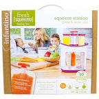 Infantino Squeeze Station, Baby Food Maker & Pouch Filler, Fill 3 Reusable Pouches at Once, Easy to Use, Dishwasher Safe, Homemade Baby Food Prep Essential, Purple