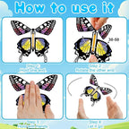 SANYIYIBA 24 Pack Flying Butterfly Craft Kit with 12 Wind Up Butterflies and 12 Color Pens DIY Toys for Kids' Parties School Activities and Parent-Child Fun