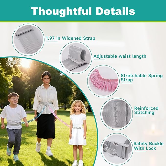 Toddler Leash for Hands-Free Safety Walking, Leash for Kids with Key Lock, Safety Walking Harness for Toddlers, Adjustable Child Leash for Boys and Girls to Outdoor Travel (2 Packs)-Bule and Pink