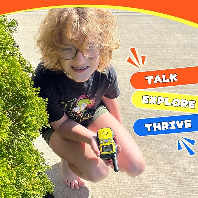 Wishouse Walkie Talkies for Kids Rechargeable Long Range, Xmas Birthday Gift for Boys Girls 4 5 6 7 8 9 10 Year Old, Hiking Camping Gear Games Toys Ideas with Flashlight, VOX, Easy to Use, 4 Pack