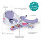 Infantino Music & Lights 3-in-1 Discovery Seat & Booster, Toddler Booster Seat for Dining Table or Kitchen Chair, Baby Activity Center & Snack Tray, Lavender
