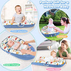 KISS GOLD Baby Lounger - Breathable Soft Cotton Cover Baby Lounger Nest, Babies Essentials Gifts, Portable Lounger for Baby Tummy Time Floor Playing Seated Support for Home and Travel