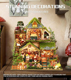 Spilay Miniature Dollhouse Miniature House Kit,DIY Kit Mini Modern Villa Model with Music Box ，Best Christmas Birthday Gift.(Forest Adventures)