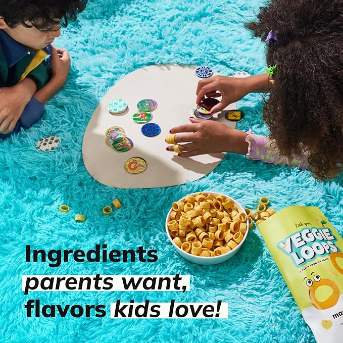 Little Spoon Mac and Cheesy Veggie Loops, Chickpea and Carrot Snack, Baked Not Fried, Avocado Oil, Hidden Veggies, Tastier Snacks for Kids, 3g Protein, Gluten-Free, 4 Pack