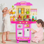 36 in Kids Kitchen Playset for Ages 2-6 4-8, Play Kitchen with Light, Sound and Spraying, Sink Toy Accessories, Cooking Stoves, Pretend Food Toys for Toddlers 1-3 3-5 Boys Girls 6-12 (Pink)
