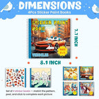 BulbaCraft 4Pcs Sticker Paint Books for Boys - Sticker Books by Number with Superheroes, Sports, Vehicles and Adventures - Coloring Activity for Kids