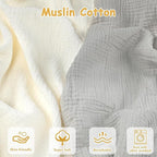 Hooyax Baby Lounger Cover 2 Pack - 100% Muslin Cotton Newborn Lounger Pillow Covers Only, Soft Breathable Infant Lounger Cover with Reinforced Stitching, Fits Most Standard Baby Loungers (Grey Cream)