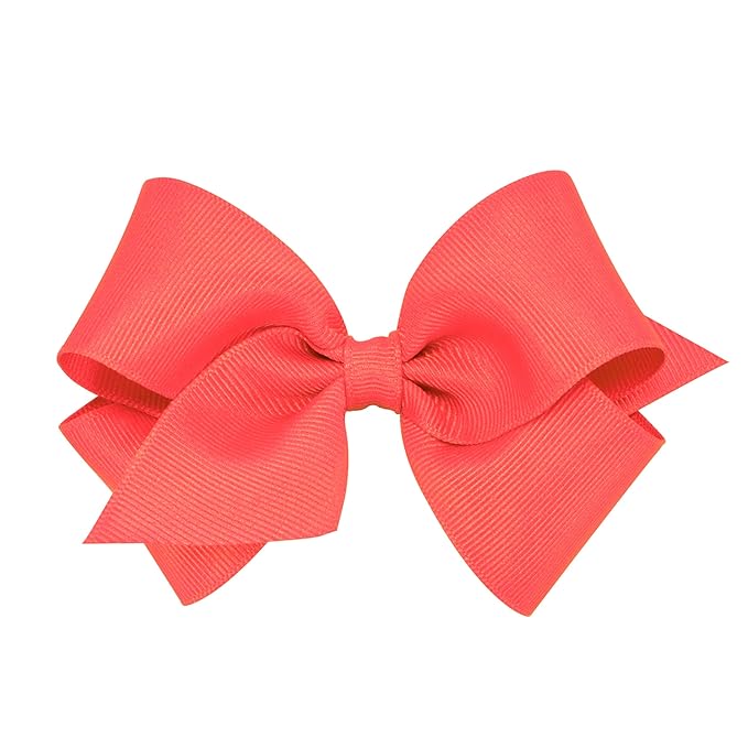 Wee Ones Girls' Plain Wrap Classic Grosgrain Hair Bows on a WeeStay No-Slip Hair Clip, Handmade, Small, Watermelon