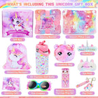 Unicorn Toys for Girls, Kids Gifts with Glowing Blanket, Water Bottle, Eye Mask, Headband, Crossbody Bag, Sunglasses - 12PCS Birthday Gift Toys for Girls 6-10+