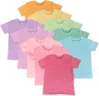 HonestBaby 10-Pack Short Sleeve T-shirts 100% Organic Cotton Baby, Toddler, Little Kids, Boys, Girls, Unisex