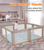 Dripex Foldable Playpen for Babies and Toddlers, 71"×69" Extra Large Baby Playpen, Indoor & Outdoor Safety Gate Collapsible Play Pen, Baby Fence Play Area with Visible Mesh, Khaki