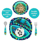 First Years Baby Shark Toddler Dinnerware Set - Includes Plate, Bowl, Fork and Spoon - 4 Count, Blue