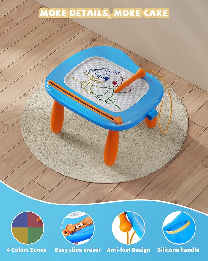 Magnetic Drawing Board, Doodle Board for Toddlers Toys Age 1-2, Magnetic Writing Board, Preschool Learning and Educational Toys for 1 2 3 Years Old Girl Boy, Gift for Birthday Christmas New Year(Blue)
