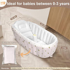 Mink Inflatable Baby Bathtub with Built-in Air Pump, Newborn to Toddler Bath Tub,Portable Travel Shower Basin with Back Support, Deflates and Folds Easily (Olive Bath)