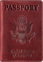BIAOTIE Premium Leather Passport Holder Covers, Rfid Travel Wallet Passport Document Holder, Travel Essentials Wallet Cover Case for Men and Women (Wine Red)