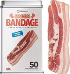 BioSwiss Bandages, Bacon Shaped Self Adhesive Bandage, Latex Free Sterile Wound Care, Fun First Aid Kit Supplies for Kids, 50 Count