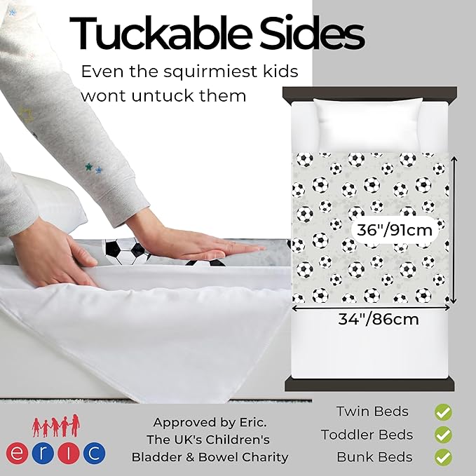 Hygge Sheets® Potty Training Pee Pads for Kids, Toddlers - 100% Waterproof, Non Slip Bed Wetting Pad for Twin Beds - Washable, Reusable Mattress & Sheet Protector - Soccer