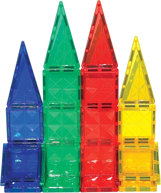 CreateOn Crayola Mini Magnetic PIP-Tiles, Building Set for Kids, Magnetic Building Toys for Kids, STEM Travel Toys for Boys and Girls Ages 3+, 42-Piece Set (Bold)