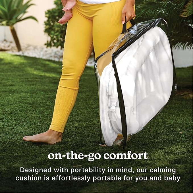 MyBaby 3-in-1 Calming Baby Cushion, Soothing Comfort for Newborns & Infants, Snuggling Sensation, Sound and Vibration, Designed for Safety, Rechargeable & Machine-Washable, by Homedics, White