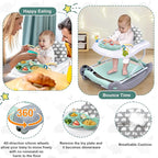 Foldable Baby 5-in-1 Activity Walker - Rocker, Activity Center, Bouncer, Seat Walker, Push Walker - Adjustable Speed Rear Wheels and Height Toys Ages 6-18 Months… (Mint Green)